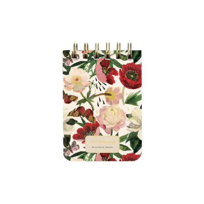 Блокнот A7 100л линейка на гребне BrunoVisconti® 'Cute Journal' картонная Soft Touch обложка фольга золото 'Flora' Пионы