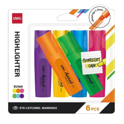 Текст-маркеры Deli&nbsp;&nbsp;1-5.0мм&nbsp;&nbsp;6цв в блистере
