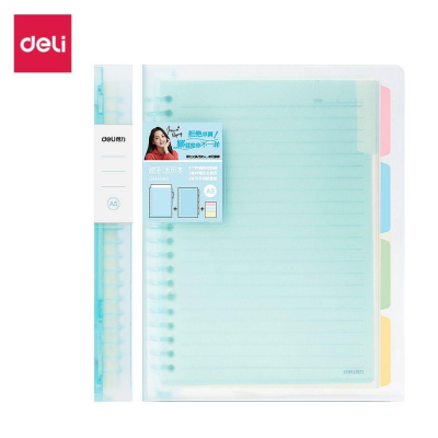 Тетрадь A5&nbsp;&nbsp;40л линейка на кольцах Deli тонированный блок с разделителями пластиковая обложка 4 цвета ассорти