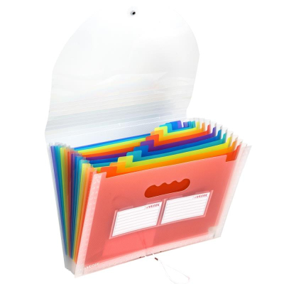 Папка-органайзер deVENTE 13 отделений A4 на резиновой застежке 'Crystal Stripes' полупрозрачная