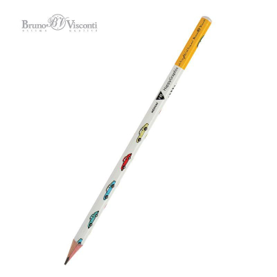 Карандаш BrunoVisconti® 'HappyGraphix' HB трехгранный корпус 'Многоцветные машины'