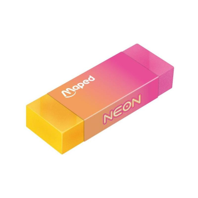 Ластик пластиковый для карандаша Maped 'Neon'  61х22х12мм с картонным держателем 2 дизайна
