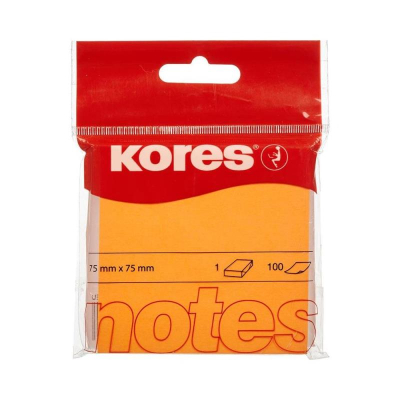 Липкий блок&nbsp;&nbsp;75х 75мм Kores 100л неон оранжевый