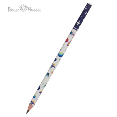 Карандаш BrunoVisconti® 'HappyGraphix' HB трехгранный корпус 'Космос'