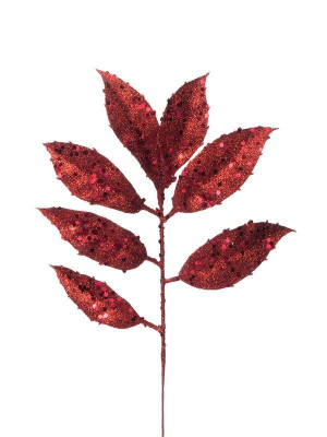 Ветка декоративная 31х14см красная с листьями