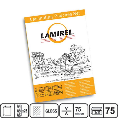 Набор пленок для ламинирования Lamirel&nbsp;&nbsp;75мкм A4, A5, A6 х25шт глянцевые