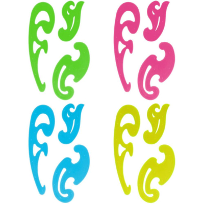 Лекала набор СТАММ 12/17/25см прозрачный NEON Crystal 4 цвета ассорти в блистере