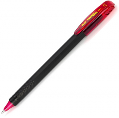 Ручка гелевая Pentel 0.7мм EnerGel черный рифленый корпус красная