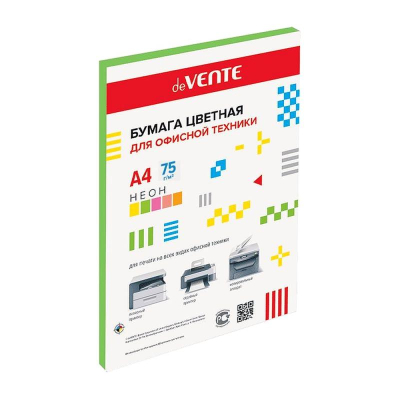 Бумага цветная A4 deVENTE  75г неон зеленая  20л