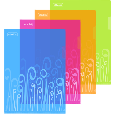 Папка-уголок A4&nbsp;&nbsp;180мкм Attache прозрачная дизайн 'Fantasy' ассорти