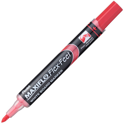 Маркер для доски Pentel 'Maxiflo' Flex-Feel с гибким наконечником  1.0-5.0мм с подкачкой чернил красный