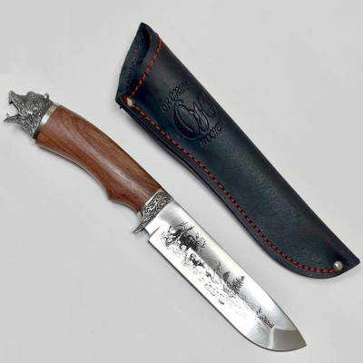 Нож разделочный 280мм ОН 'Буйвол' бубинго литье с гравюрой двойное травление с с ножнами