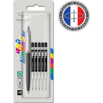 Ручка гелевая Parker Jotter Original Black CT Medium черные чернила + 5 стержней в блистере