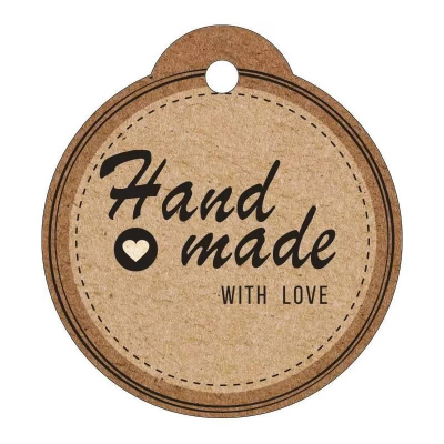 Бирка для упаковки картонная 55х60мм 'Handmade'