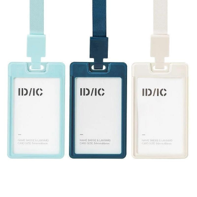 Держатель для бэйджа/ID-карты вертикальный&nbsp;&nbsp;62х105мм Deli на шнуре цвета ассорти синий/зеленый/белый