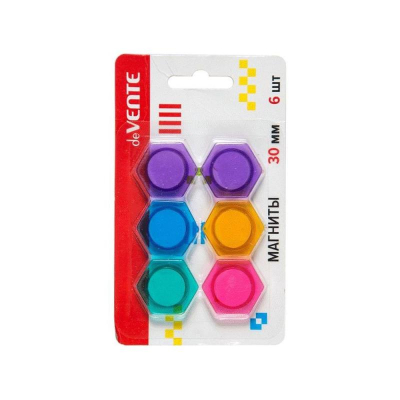 Магнитный держатель фигурный  30х30мм deVENTE 'Шестигранник' 6шт полупрозрачный цвета ассорти