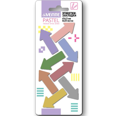 Закладки deVENTE 23х47мм&nbsp;&nbsp;8цв х20шт 'Стрелки' 'Pastel' пластиковые в блистере