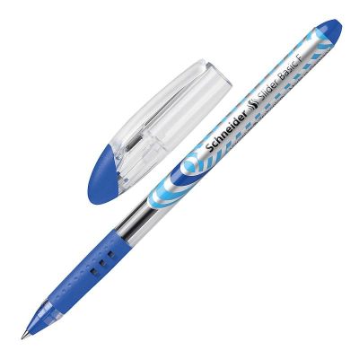 Ручка шариковая Schneider 0.8мм Slider Basic F с резиновой манжетой одноразовая синяя