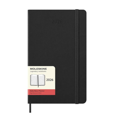 Ежедневник 2026 A5 Moleskine® Classic Large 400стр твердая обложка на резиновой застежке черный