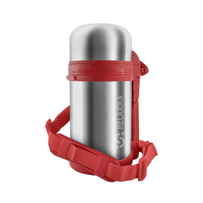 Термос многофункциональный для еды и напитков Relaxika-201&nbsp;&nbsp;1.00л с двумя чашками серебристый