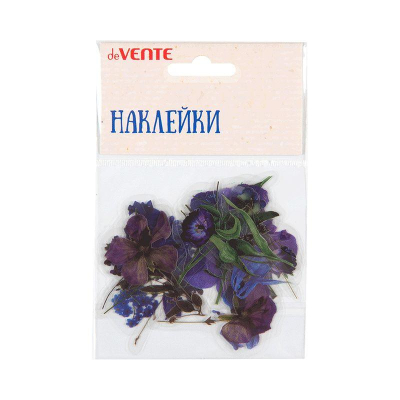 Наклейки декоративные пластиковые deVENTE  2х6 - 5х6см 'Violet flowers' 20 дизайнов ассорти