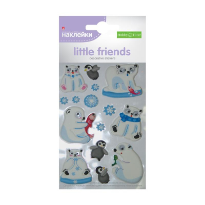 Наклейки декоративные объемные Hobby Time с подвижными глазками 6 видов 'Маленькие друзья'
