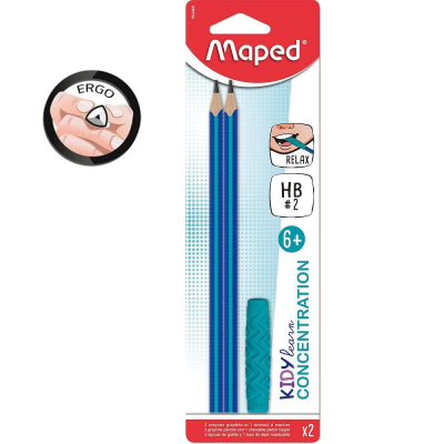 Карандаш Maped 'Kidy Learn' Concentration с 'Жевательной' насадкой-держателем пластиковый 2шт