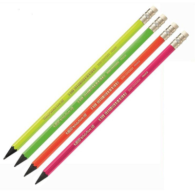 Карандаш BIC Evolution Fluo HB полимерный корпус с ластиком цвета ассорти