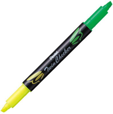 Текст-маркер Pentel 'Twin Checker' 2-цветный желтый-зеленый