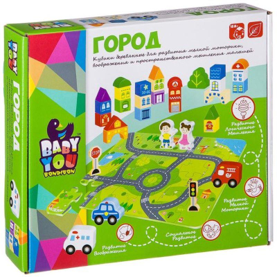 Игра развивающая Bondibon Конструктор 'Город' 57 деталей деревянный