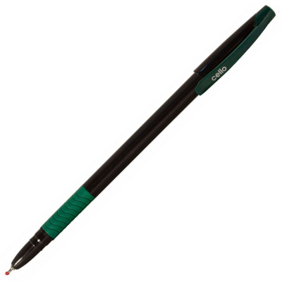 Ручка шариковая Cello 0.7мм Slimo Grip с резиновой манжетой черный корпус зеленая
