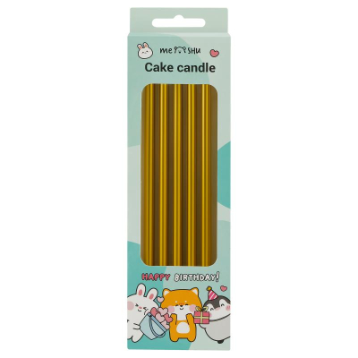 Свечи для торта MESHU 'Straight gold' 14см 10шт золото