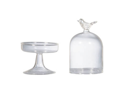 Вазочка с крышкой стеклянная 8х15см Птичка