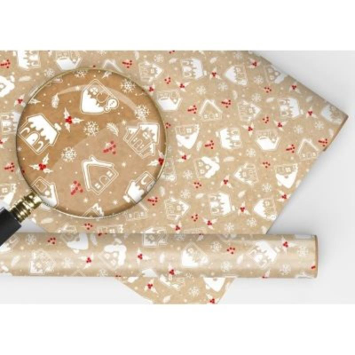 Бумага упаковочная  67.4х97.4см крафт 'Домики'