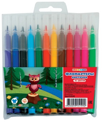 Фломастеры-кисточки 12цв Цветик в пластиковой упаковке