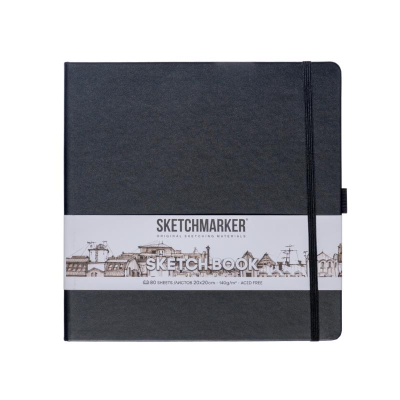 Блокнот для набросков Sketchmarker 20х20см 140г  80л твердая обложка черный
