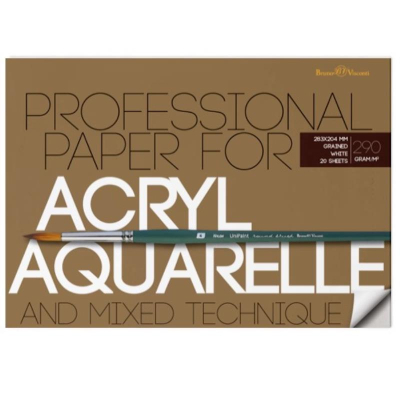 Альбом для акварели/акрила BrunoVisconti® Professional 28х20см 290г целлюлоза 100% 20л на склейке