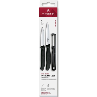 Набор кухонный Victorinox 'Swiss Classic Kitchen' 'Paring knife set with Peeler-Lota'&nbsp;&nbsp;3пр черный