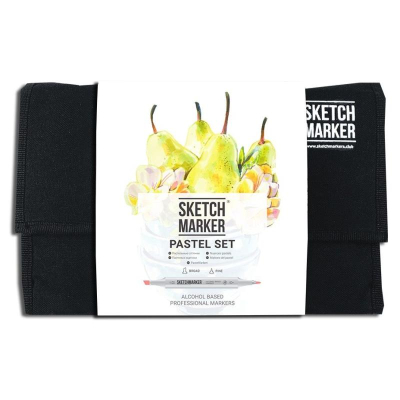 Маркеры художественные спиртовые Sketchmarker 'Pastel' 24цв пастельные оттенки двусторонние + сумка органайзер