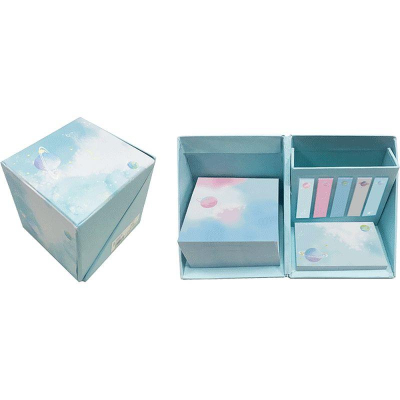 Диспенсер-органайзер с липкими блоками закладками deVENTE 'Cosmos' с отделением для ручек настольный сборный