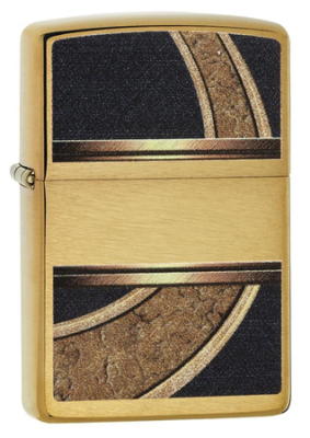 Зажигалка бензиновая Zippo Classic 'Gold & Black' Brushed Brass золотистая с орнаментом