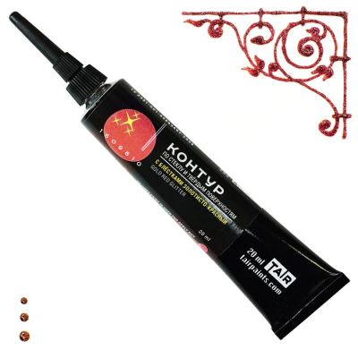 Контур акриловый универсальный с блестками Таир Глиттер золотисто-красный 20мл