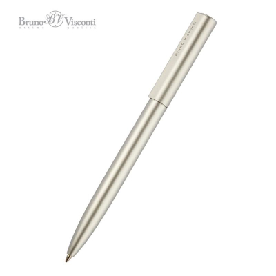 Ручка шариковая BrunoVisconti® 'Torino' 1.0мм металлический Soft touch серебристый корпус в металлическом черном футляре синие чернила