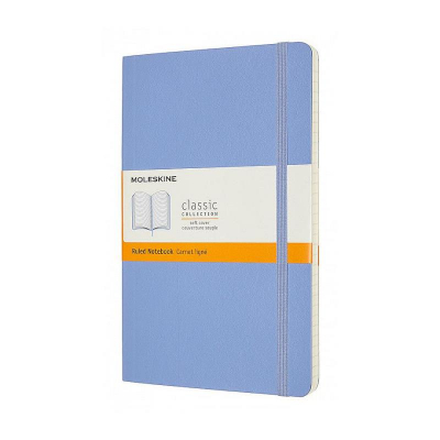 Записная книжка A5  96л линейка Moleskine® Classic Soft Large мягкая обложка на резиновой застежке голубая