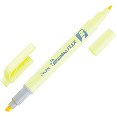 Текст-маркер Pentel Illumina Flex Pastel 2-сторонний желтый