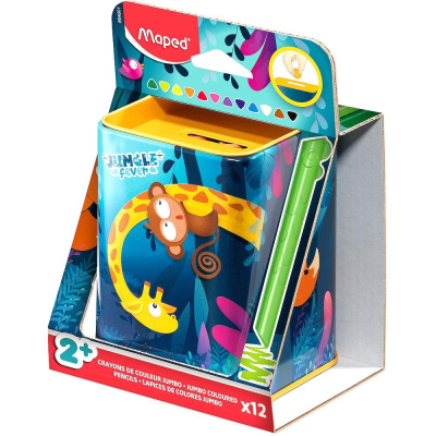 Карандаши монолитные 12цв Maped Color'peps 'Infinity' Kidy Jumbo в металлической коробке-копилке