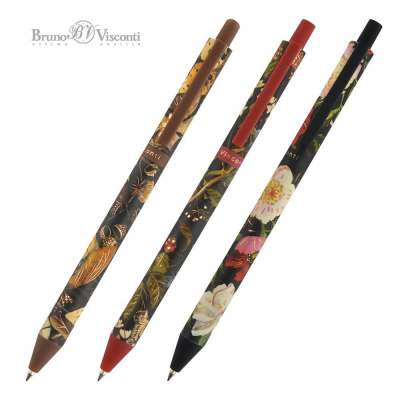 Ручка шариковая автоматическая BrunoVisconti® 0.5мм 'ArtClick' синяя 'Flora.Black night' 3 дизайна