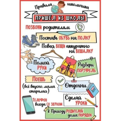 Плакат 'Правила школьника' 44х30см