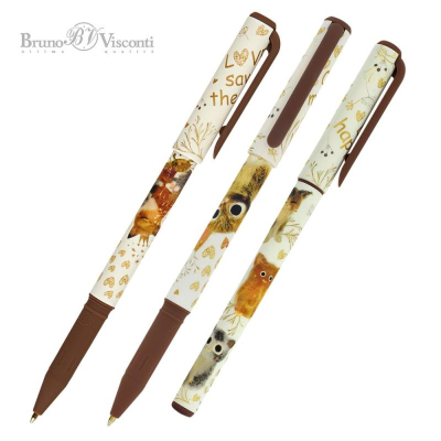 Ручка шариковая BrunoVisconti® 0.7мм 'PrimeWrite' 3 дизайна 'Love me' Любовь, как она есть синяя