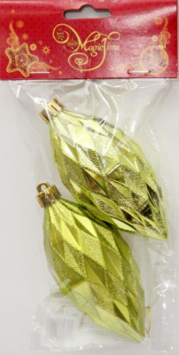 Украшение подвесное&nbsp;&nbsp;5х10см 2шт золото пластик